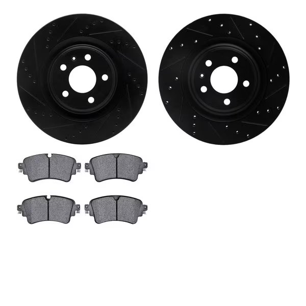 8502-73393, Rotors-Drilled and Slotted-Black with 5000 Advanced Brake Pads, Zinc Coated, Dynamic Friction Co, Mfr#: 8502-73393